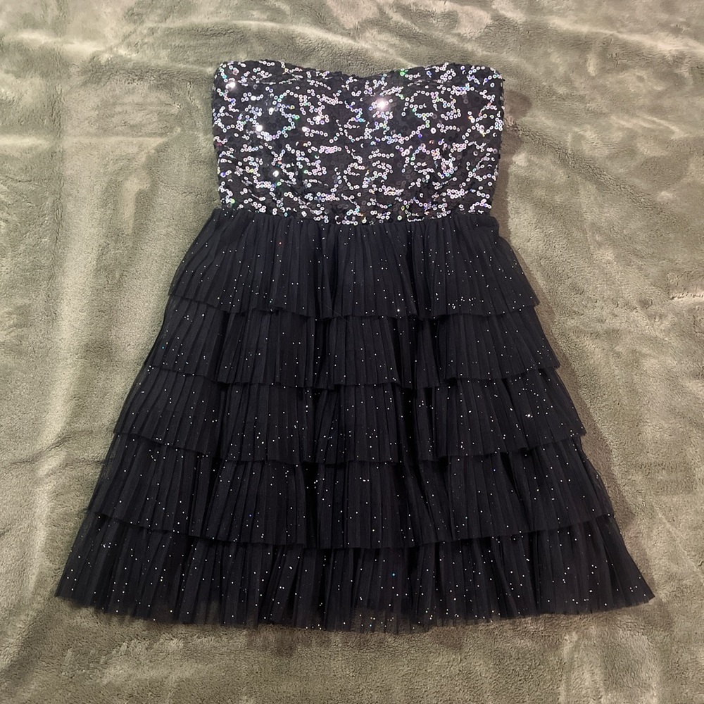 Black and silver sequin dress